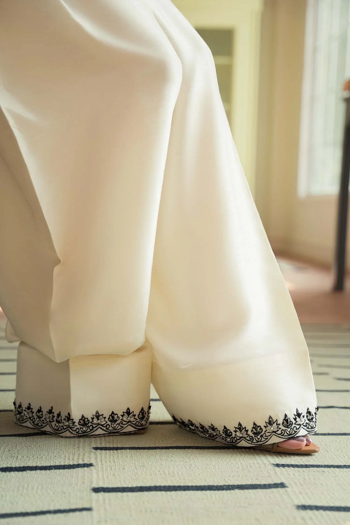 Raya formal farshi shalwar embroidery detail by Uzman Yasen