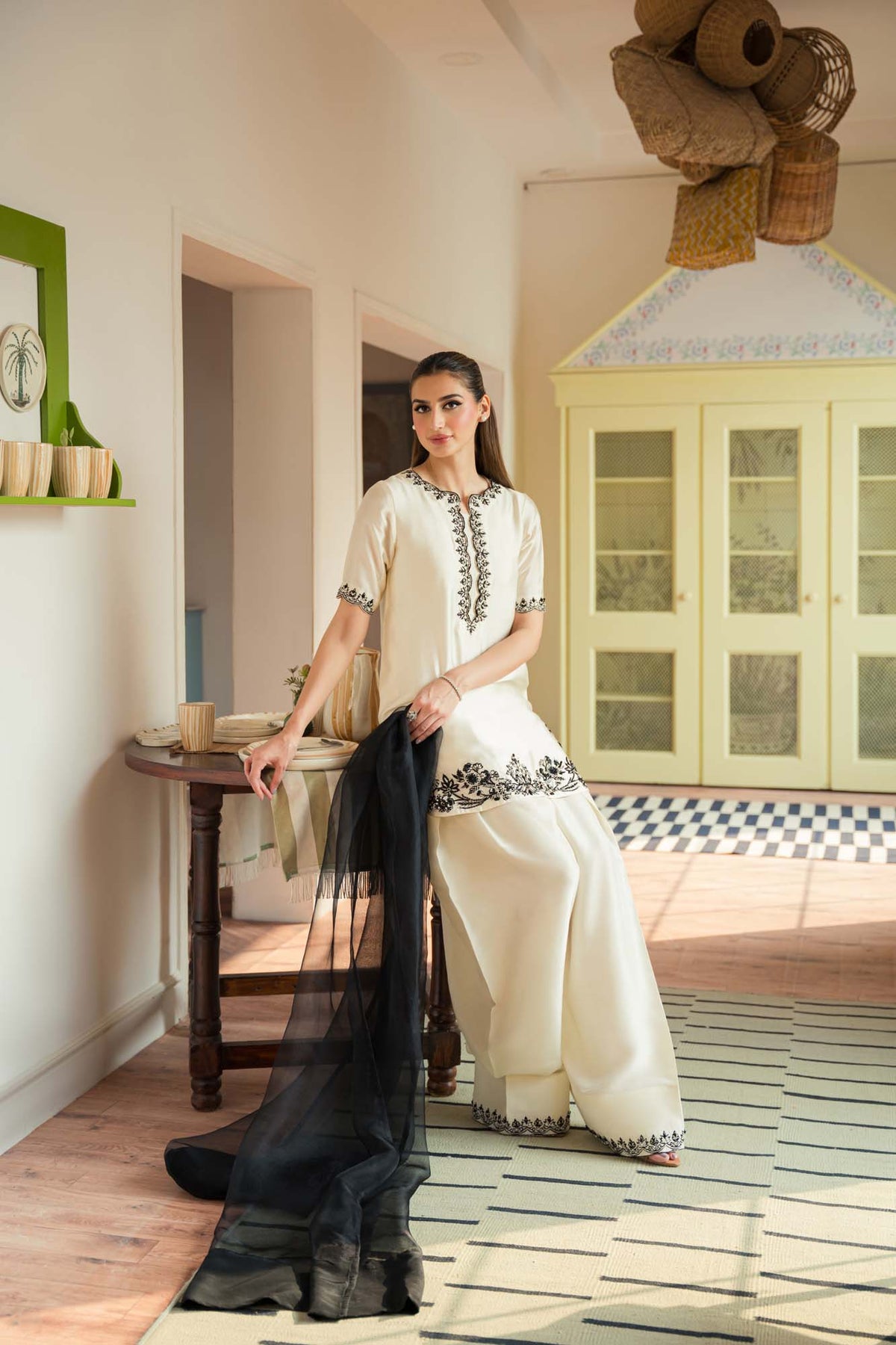 Raya formal farshi shalwar side view by Uzman Yasen