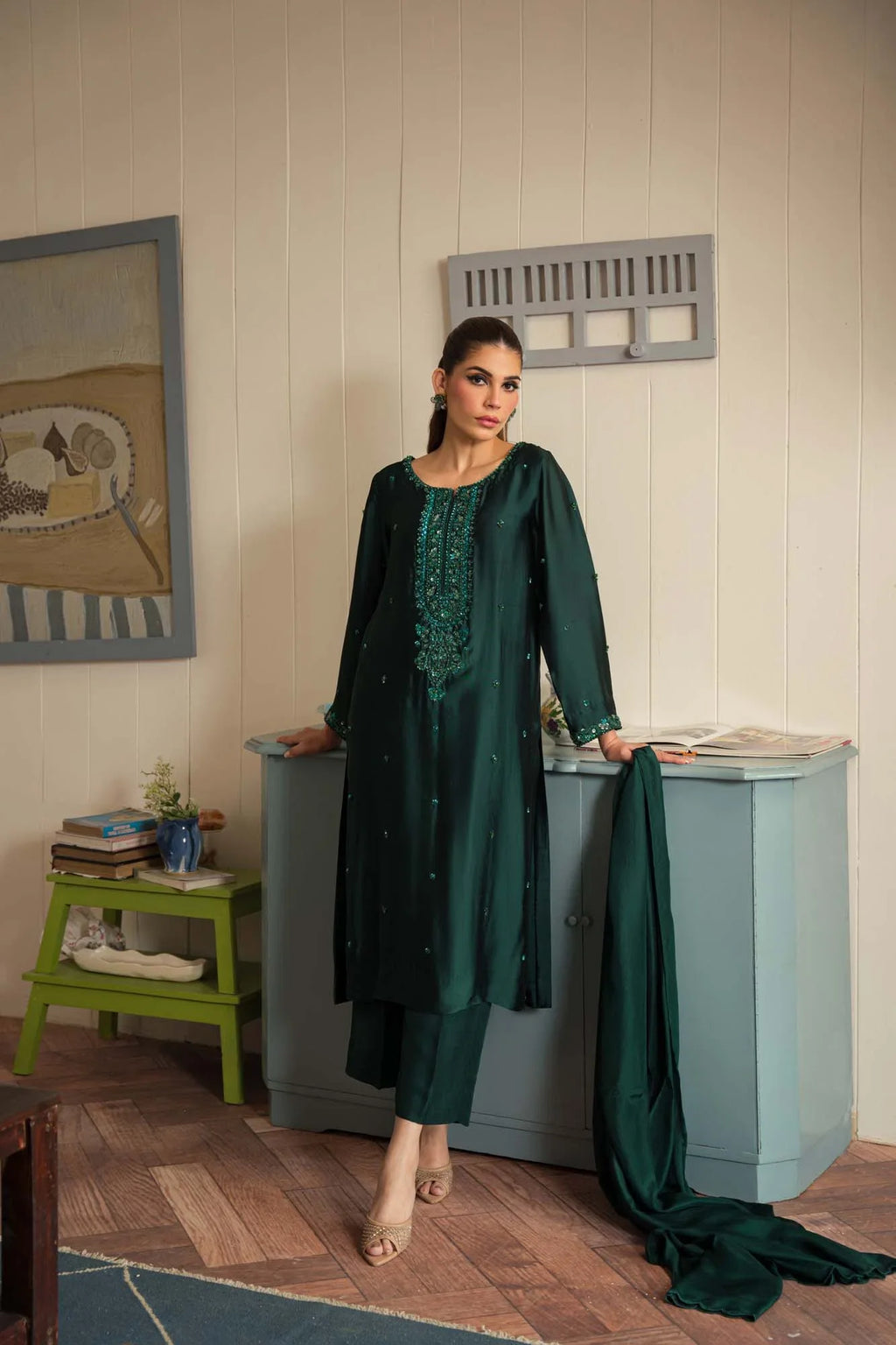 Suffuse formal long shirt ensemble by Uzman Yasen