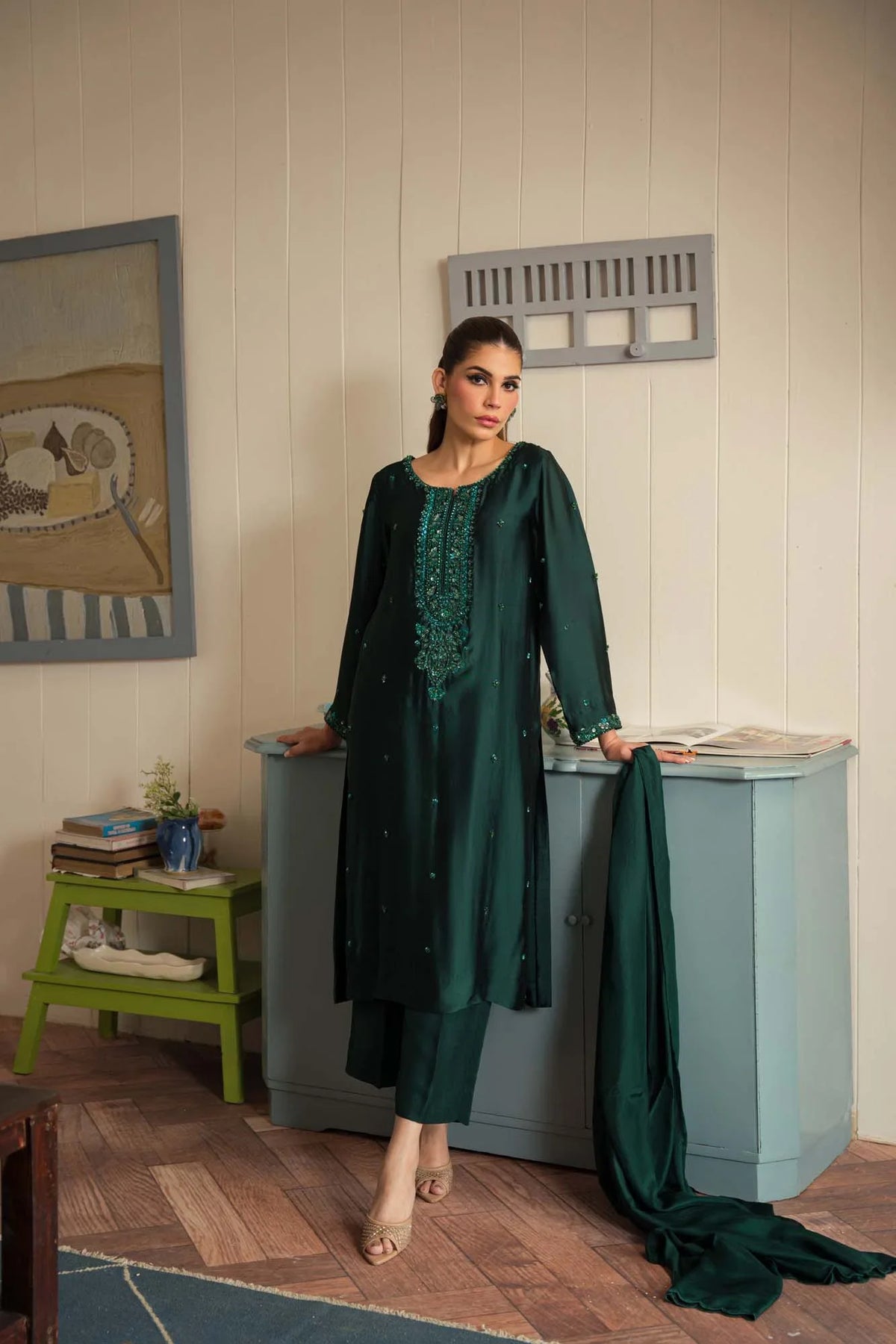 Suffuse formal long shirt ensemble by Uzman Yasen