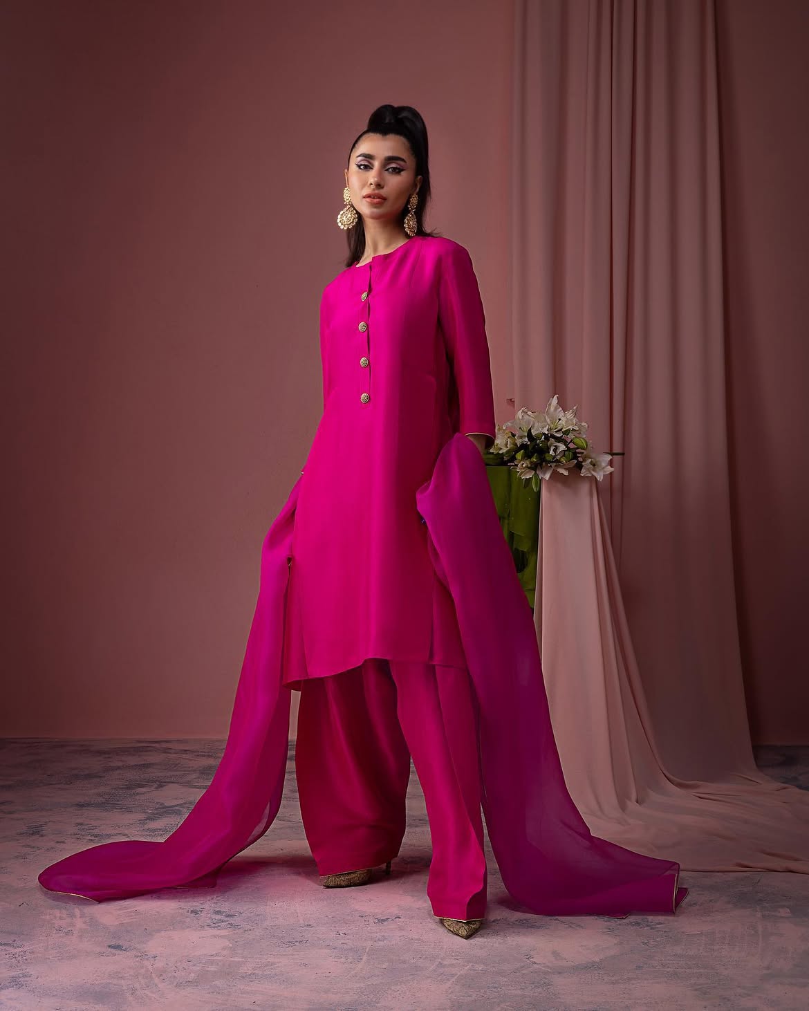 Fuchsia pink casual pret ensemble by Uzman Yasen