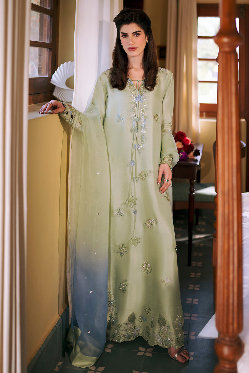Maya formal long shirt ensemble by Uzman Yasen