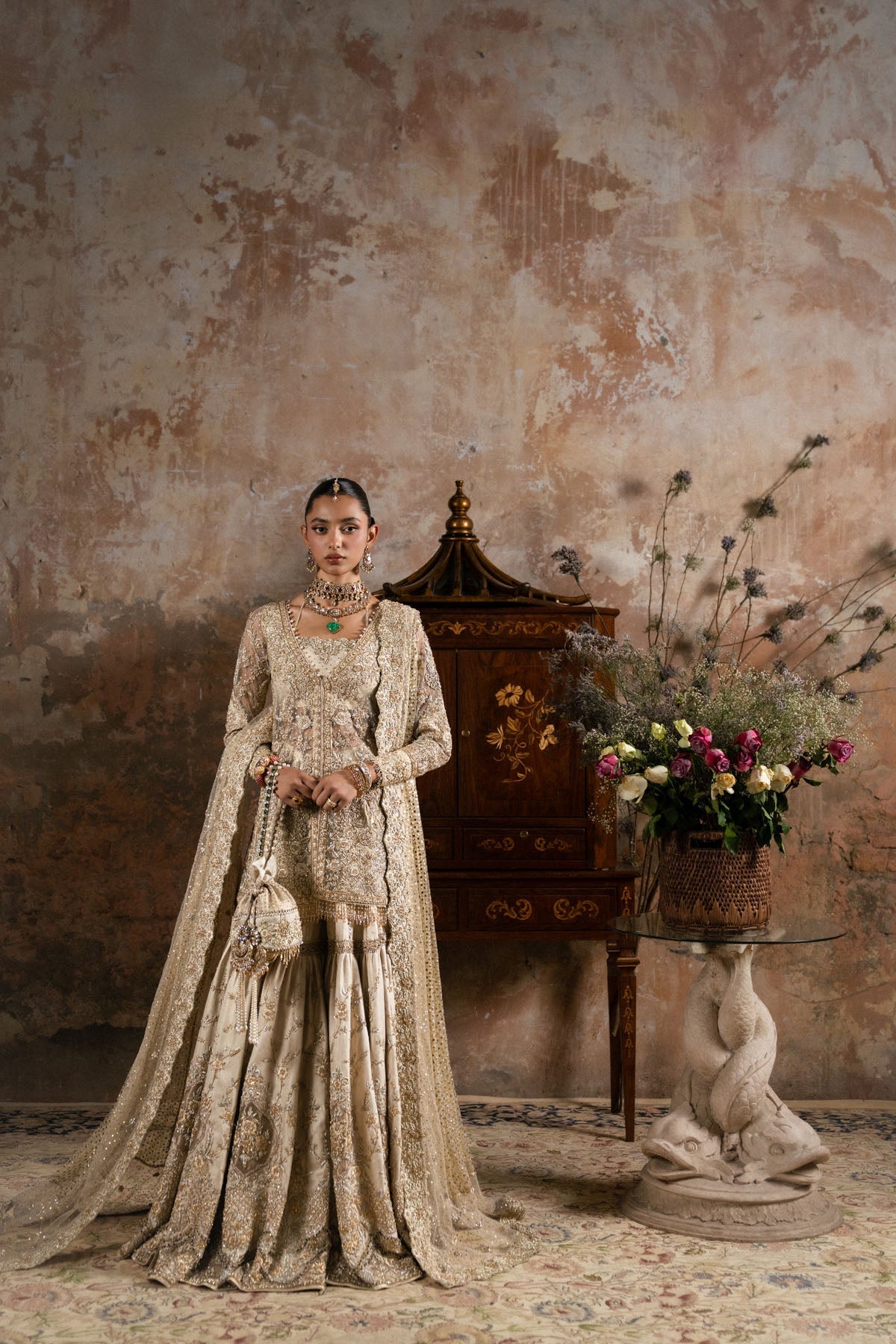 Reem hand-embellished bridal couture ensemble by Uzman Yasen