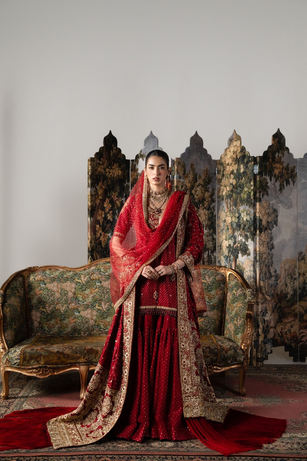 Farasha hand-embellished bridal couture ensemble by Uzman Yasen