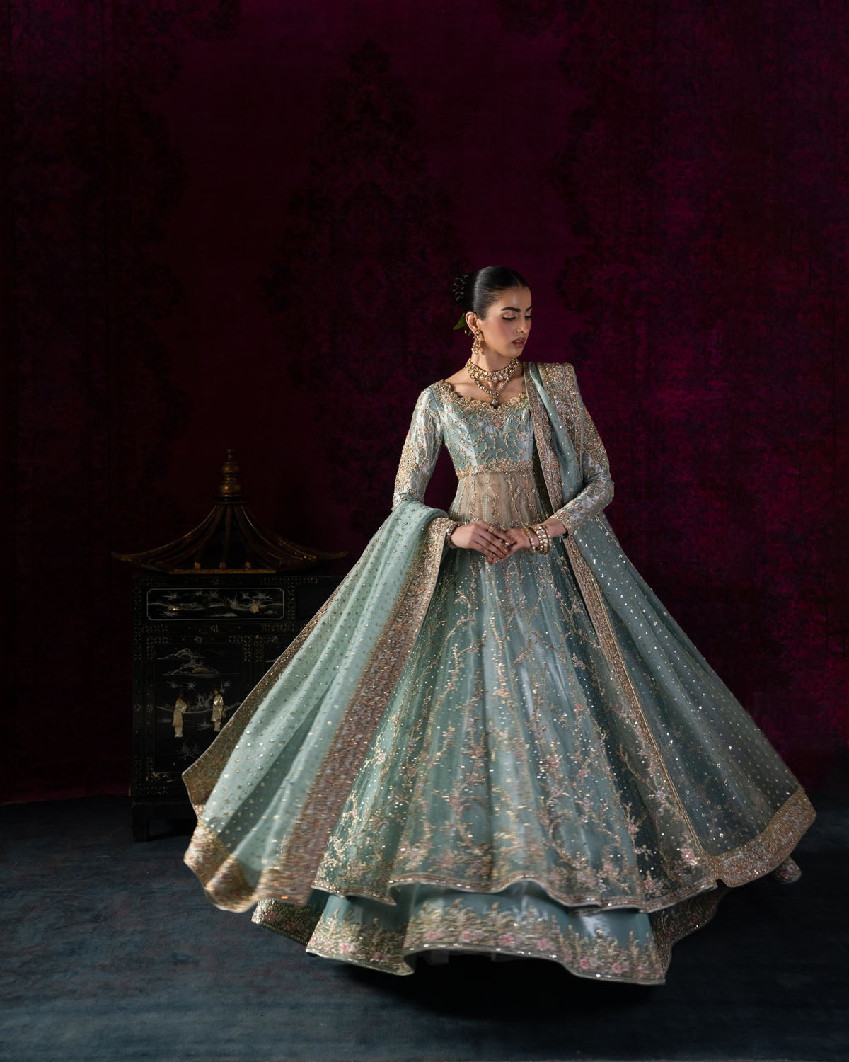 Elysa hand-embellished bridal couture ensemble by Uzman Yasen